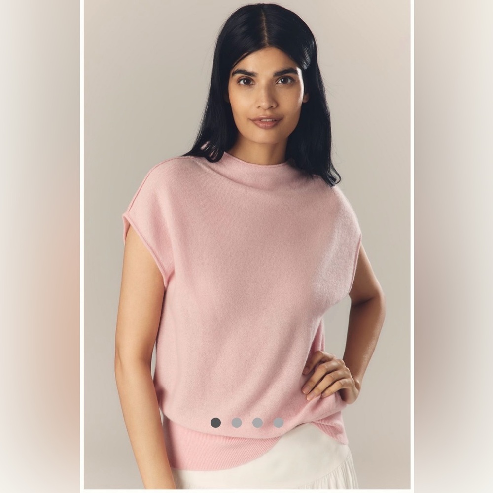 Anthropologie Cashmere Light Pink Mock Neck Sweater